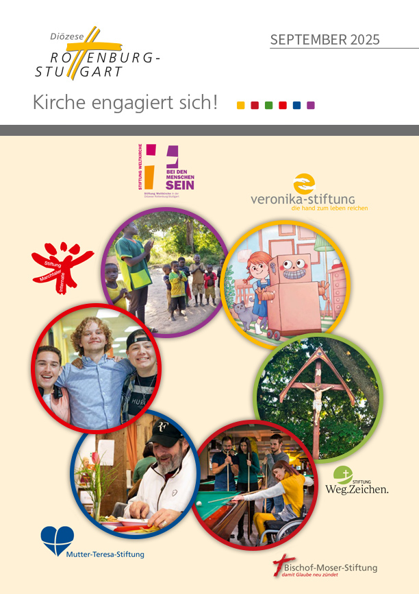 Newsletter: Kirche engagiert sich: September 2025: Fotos: Dennis Hemer, Eberhard Ludwig, unsplash, Stiftung Weltkirche; Illustriert von Jasmin Hirtl